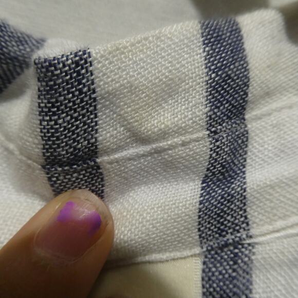 Chicos Large Sleeveless Cardigan Vest Blue and White Belted MISSING SIZE TAG - Picture 8 of 8